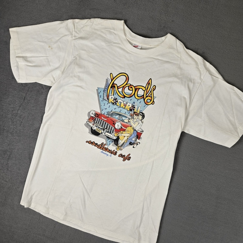 Vintage Roadhouse‎ Cafe T Shirt Men's XL Rods Home Of Rock N Roll PA 90's USA